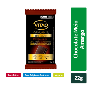 Chocolate Meio Amargo Zero Adição de Açúcar Vegano Marcante Vitao 22g